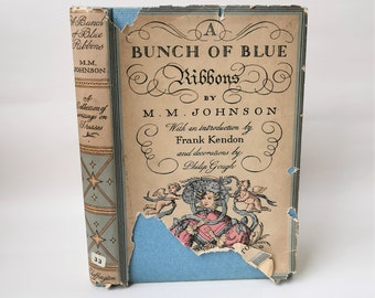 Bouquet de rubans bleus (1951) Johnson, première édition, livre de poèmes décoratifs vintage avec jaquette
