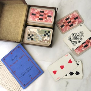 Selected Patience Games (1933) miniatuur vintage speelkaartenset in presentatiedoos