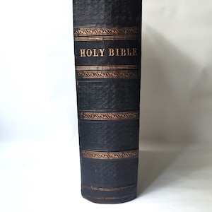Große antike Bibel (1870er Jahre) Browns Selbstinterpretierende Bibel, große rustikale Leder illustrierte Bibel