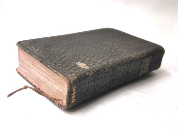 共通祈祷書（1870年代頃）アンティーク装飾茶色革金箔ポケット版共通 