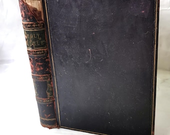 Antique 1870s Bible Commentary, Chronicles of Solomon, Leather Bound