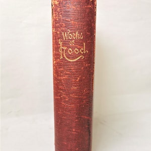 Œuvres poétiques de Hood (c. 1895) Albion Edition, rare Poésie ancienne reliée en cuir décoratif Thomas Hood Livre
