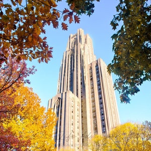 Cathedral Of Learning with Fall Leaves Photo | University of Pittsburgh Print