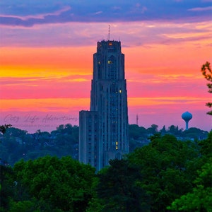 Cathedral Of Learning with Colorful Sunset | University of Pittsburgh Print