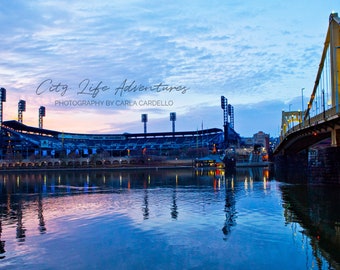 PNC Park Baseball Stadium With Bridge Sunset Photo | Pittsburgh Print