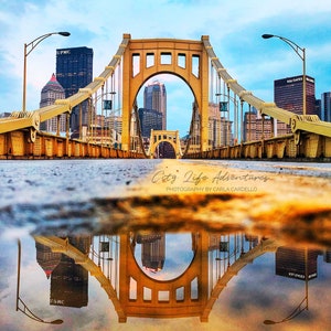 Full Color Pittsburgh Bridge Reflection Photography | Pittsburgh Print
