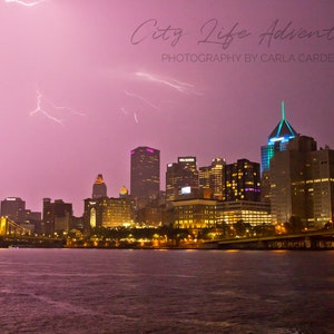 Lightning with Pittsburgh Skyline Print | Pittsburgh Photo