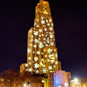 Cathedral Of Learning with Snowflakes | University of Pittsburgh Print