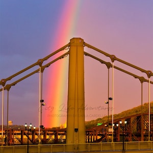 Rainbow Close Up Over Pittsburgh Bridge Photo | Pittsburgh Print