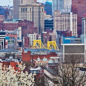 Springtime in Pittsburgh from North Side | Downtown Pittsburgh with Bridge Photo