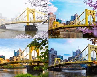 4 Seasons {Set of 4} Horizontal Bridge Prints | Winter, Spring, Summer, Fall | Pittsburgh Photo