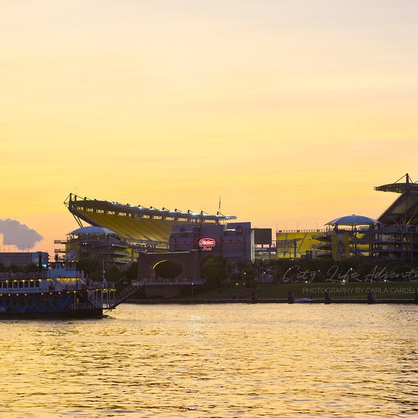 Gold Heinz Field Football Stadium Sunset Photo | Pittsburgh Print