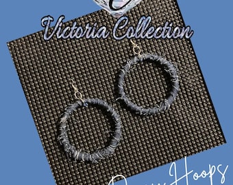 Denim Hoop Earrings- Large
