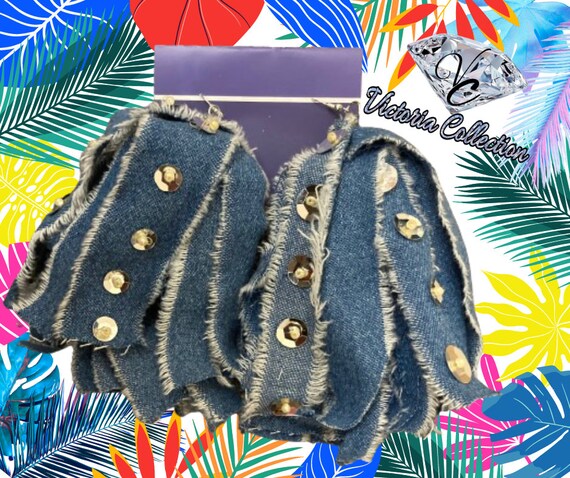 Denim Tassel Earrings