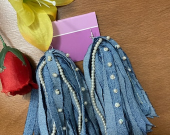 Blue Jean Denim Earrings