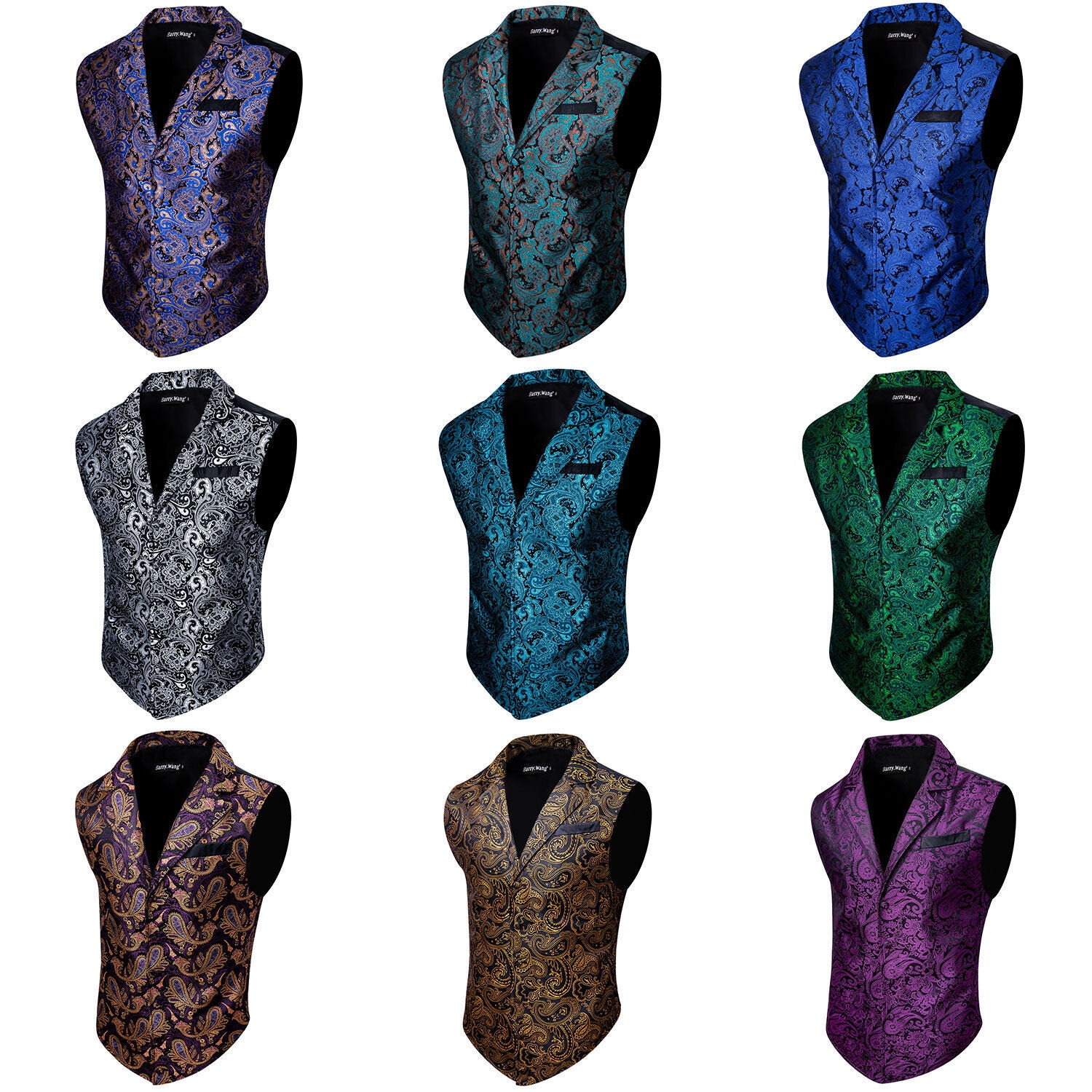 Msg Me the Colour Mens Waistcoat Blue Paisley Floral Jacquard - Etsy UK