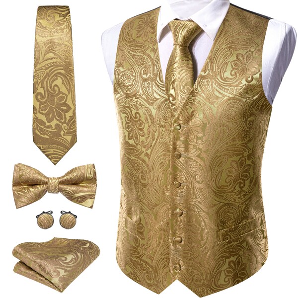 mens gold vest and tie