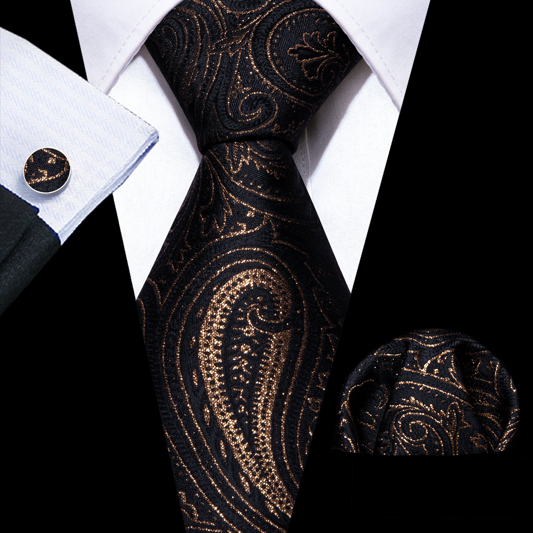 Barry Wang Mens Tie Gold Luxury Paisley Floral Silk Vintage Etsy UK