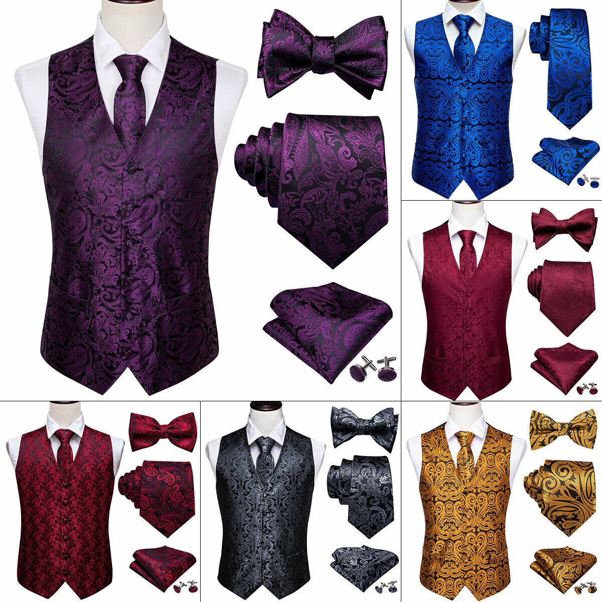 UK Barry Wang® Msg Me the Color and Size Hi Tie Mens Waistcoat - Etsy UK