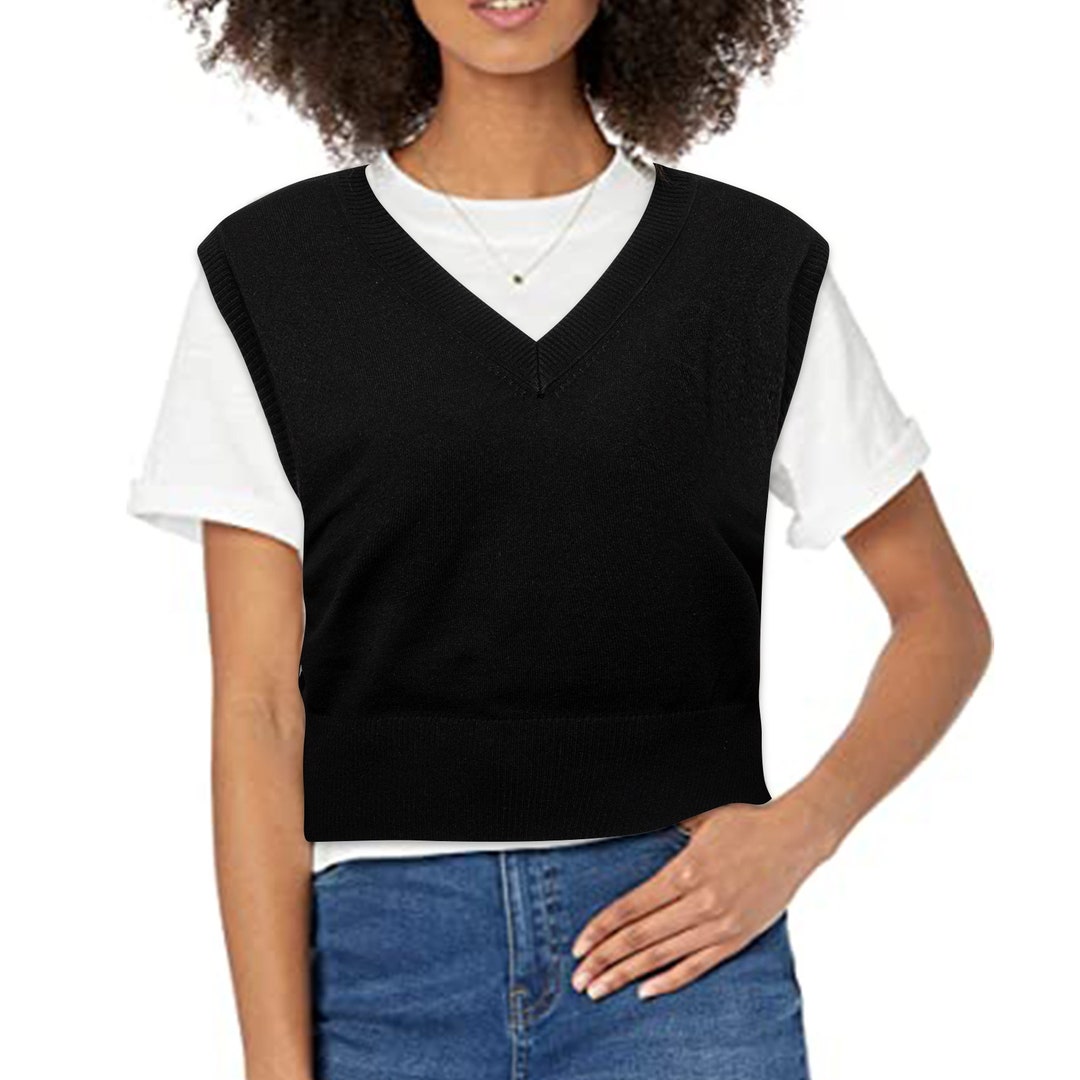 Glittering V-Neck Women Knit Tank Top