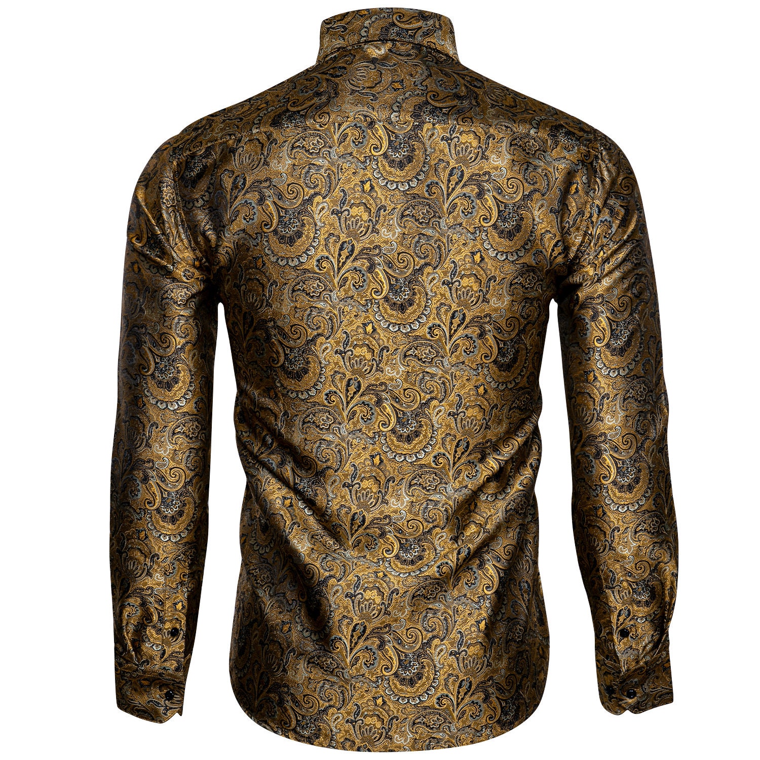 Luxury Gold Floral Men Shirt Long Sleeve Silk Jacquard Button - Etsy