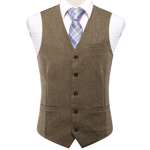 New Men's Wool Blend Slim Fit Herringbone Tweed Vest - Etsy