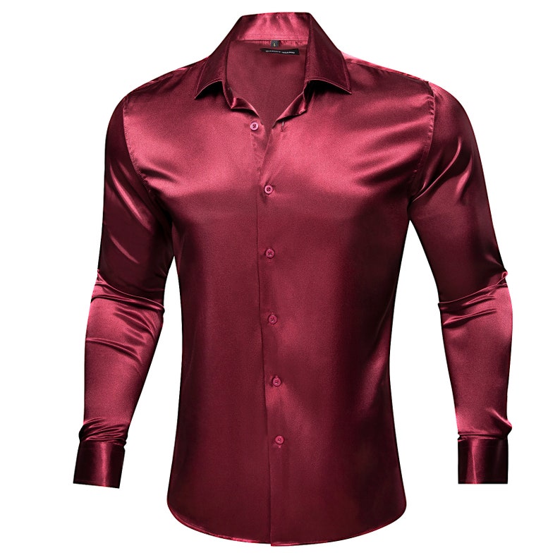 Burgundy Red Mens Dress Shirt Long Sleeve Button Down Regular - Etsy
