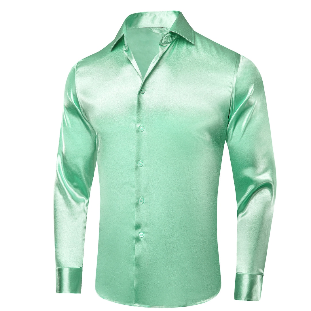 Hitie Mens Silk Shirts Long Sleeve Casual Top Button Down Etsy UK