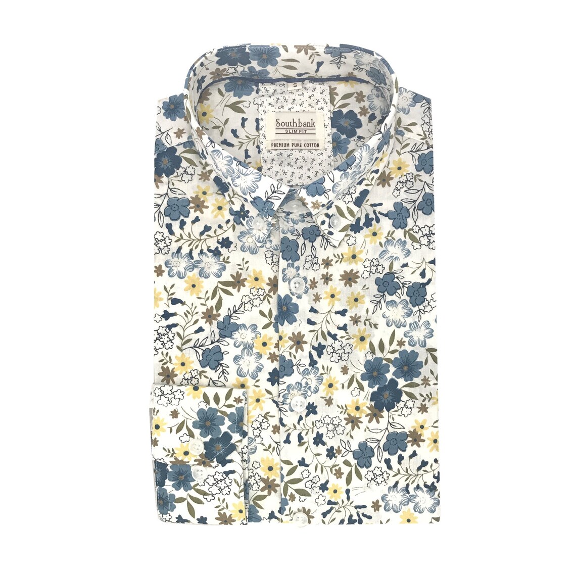 Men's Floral Shirt Daisy Print Long Sleeve Slim Fit Fine | Etsy