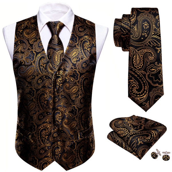 mens gold vest and tie