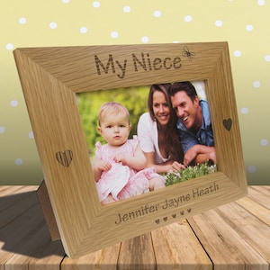 My Niece Personalised Engraved Solid Oak Photo Frame New Baby Birthday Christening Graduation Gifts for Aunt Uncle