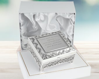 Girls 80th Birthday Gift Silver Plated Trinket Box Personalised Engraved Eightieth Birthday Idea for a Girl in Satin Lined Presentation Box