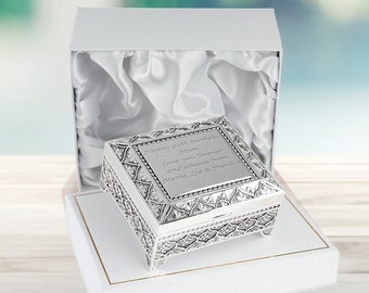 Girls 70th Birthday Gift Silver Plated Trinket Box Personalised Engraved Seventieth Birthday Idea for a Girl in Satin Lined Presentation Box