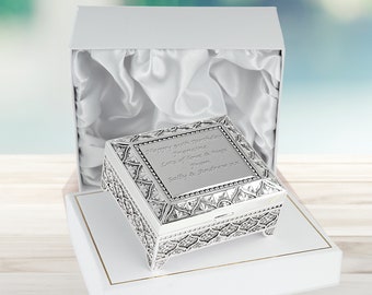 Girls 50th Birthday Gift Silver Plated Trinket Box Personalised Engraved Fiftieth Birthday Idea for a Girl in a Satin Lined Presentation Box