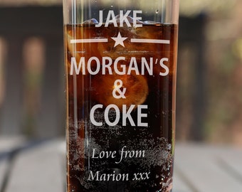 Morgan's & Coke Personalised Engraved Highball Glass Morgan's Lover Hiball Gift Star Design for Birthday Christmas Wedding Anniversary etc