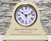 90th Birthday Gift Personalised Engraved Wooden Beige Mantel Clock 90 Years Gift Ideas for Nan Mom Grandad Mum Dad Grandma Nanny etc