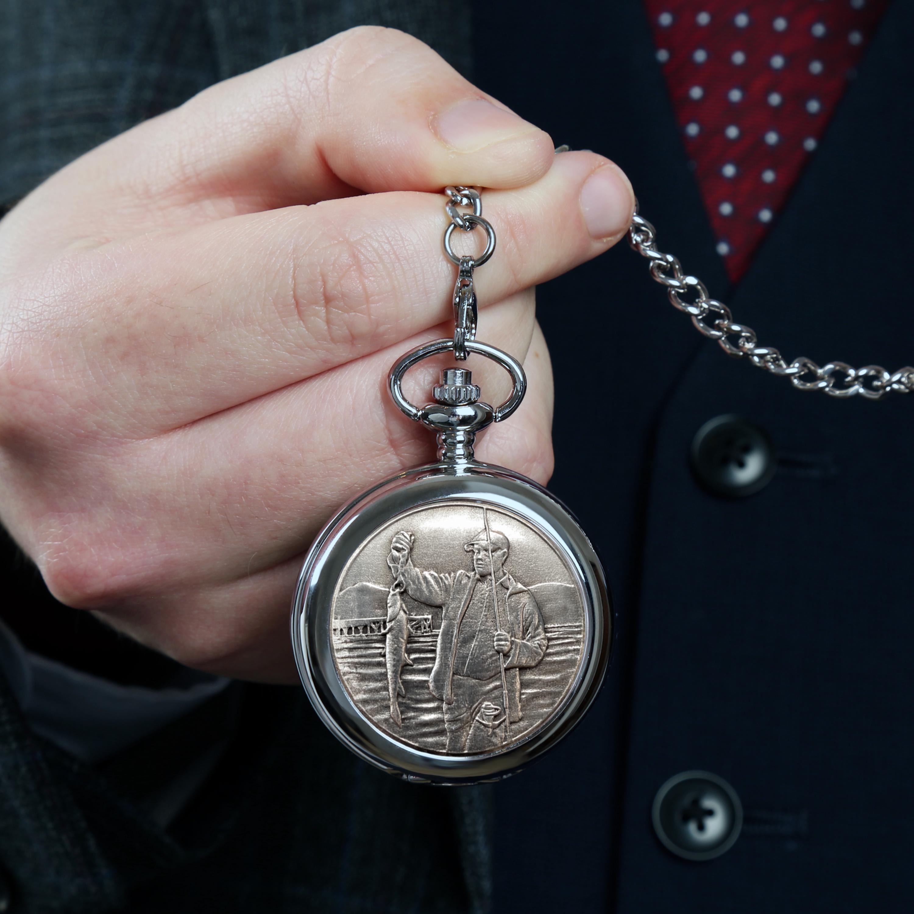 Fishing Pocket Watch Silver Gold Men\'s Christmas Birthday Anniversary Gift NEW! pocket watches sold on Temu United States main image 4