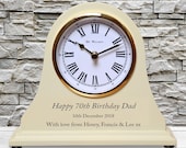 70th Birthday Gift Personalised Engraved Men 39 s or Women 39 s Wooden Beige Mantel Clock 70 Years Gift Ideas for Mum Dad Nan Grandad Mom etc