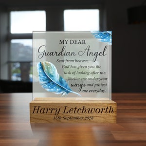 Personalised New Born Baby Boy Gift, Engraved Religious Newborn Babies Glass Plaque, Baby Shower Gifts, Baby Announcement Keepsake Gift