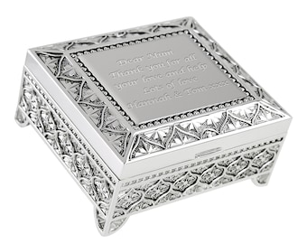 Mother of the Bride or Groom Gift Silver Plated Trinket Box Wedding Personalised Engraved Unique Girls Jewellery Box Gift Mum Mom Mummy