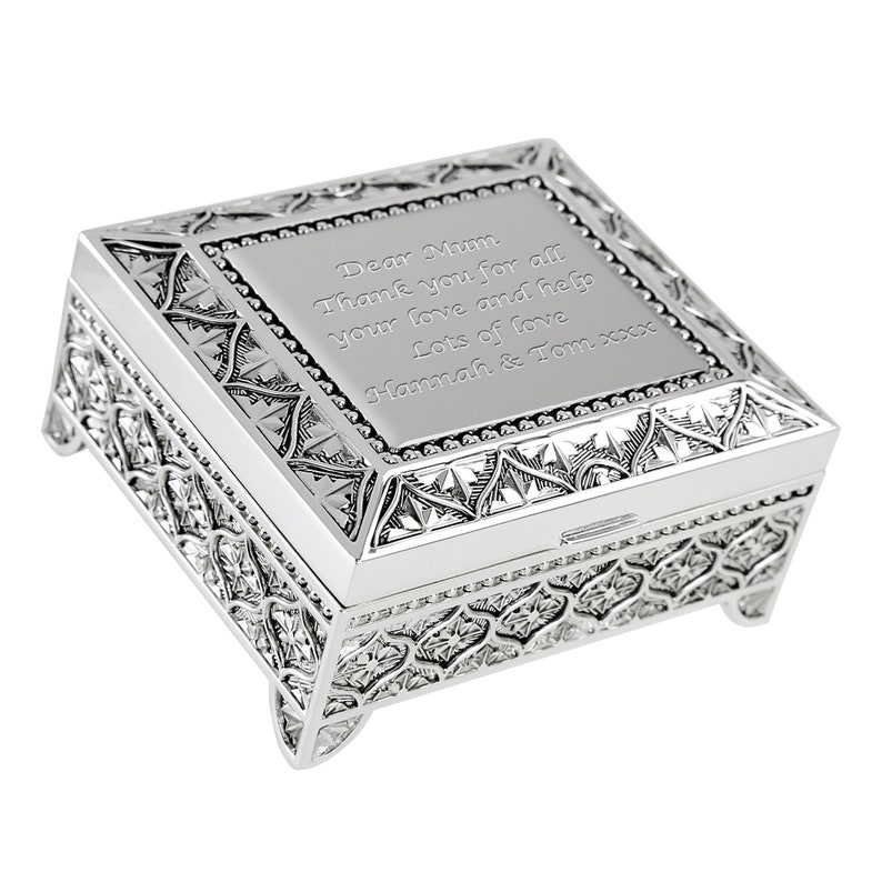 Mother of the Bride or Groom Gift Silver Plated Trinket Box Wedding Personalised Engraved in a Satin Lined Presentation Box Mum Mom Mummy Bild 2