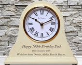 Men 39 s or Women 39 s 100th Birthday Gift Personalised Engraved Wooden Beige Mantel Clock 100 Years Gift Ideas for Nan Gran Grandad Dad Mum etc