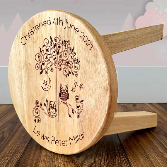 Personalized Child Stool With Name Owl Design Personalised Boy