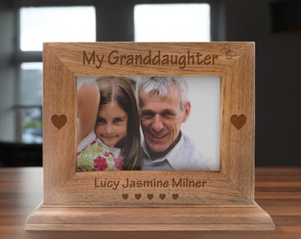 My Granddaughter Personalised Oak Photo Picture Album New Baby Birthday Christening Gift for Grandparents Grandad Nan Gran Nanny Granddad
