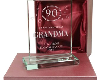 Personalised 90th Birthday Gift For a Boy or Girl, Loving Glass Keepsake Gift, Nintieth Gifts Ideas For Him and Her 90 Years Old Present