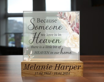 Personalised In Loving Memory Male or Female Sympathy Memorial Remembrance  Personalised Glass Plaque  Bereavement Gift Mum Dad Nan Grandad