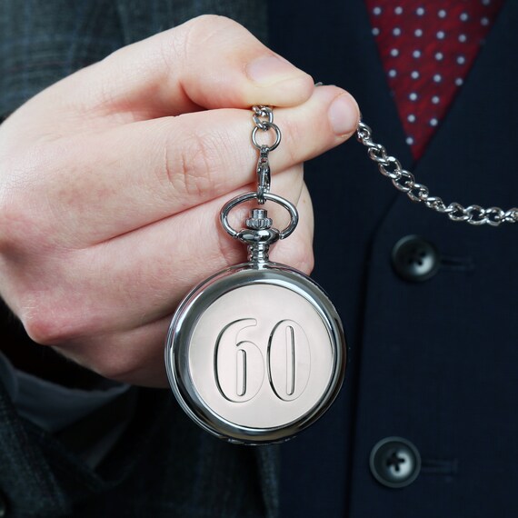 60th Birthday Engraved Personalised Men s Pocket Watch With 60 Feature Case Front in Gift Box Sixtieth 60 Gift Ideas for Men Boys Dad Etc Etsy
