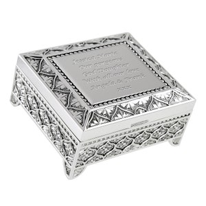 Goddaughter Christmas Gift Silver Plated Trinket Box Personalised Engraved Xmas Gift Idea for God Daughter in a Satin Lined Presentation Box Bild 2
