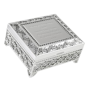 Nan Christmas Gift Silver Plated Trinket Box Personalised Engraved Christmas Gifts Ideas for Grandma Unique Girls Jewellery Box Gift