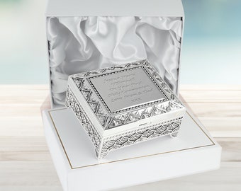 Girl's First Holy Communion Gift Silver Plated Trinket Box Personalized 1st Communion Gift Idea for a Girl in a Satin Lined Presentation Box